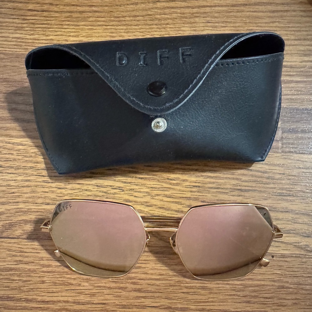 Brand New…Diff Eyewear Gold Sunglasses with Black Case